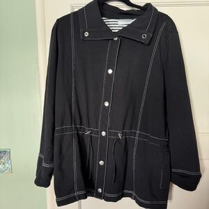 SPORT SAVVY Black and White French Terry Jacket Women's Size 1X Athleisure